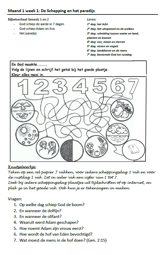 Voorbeeld werkblad Geloofsopvoeding